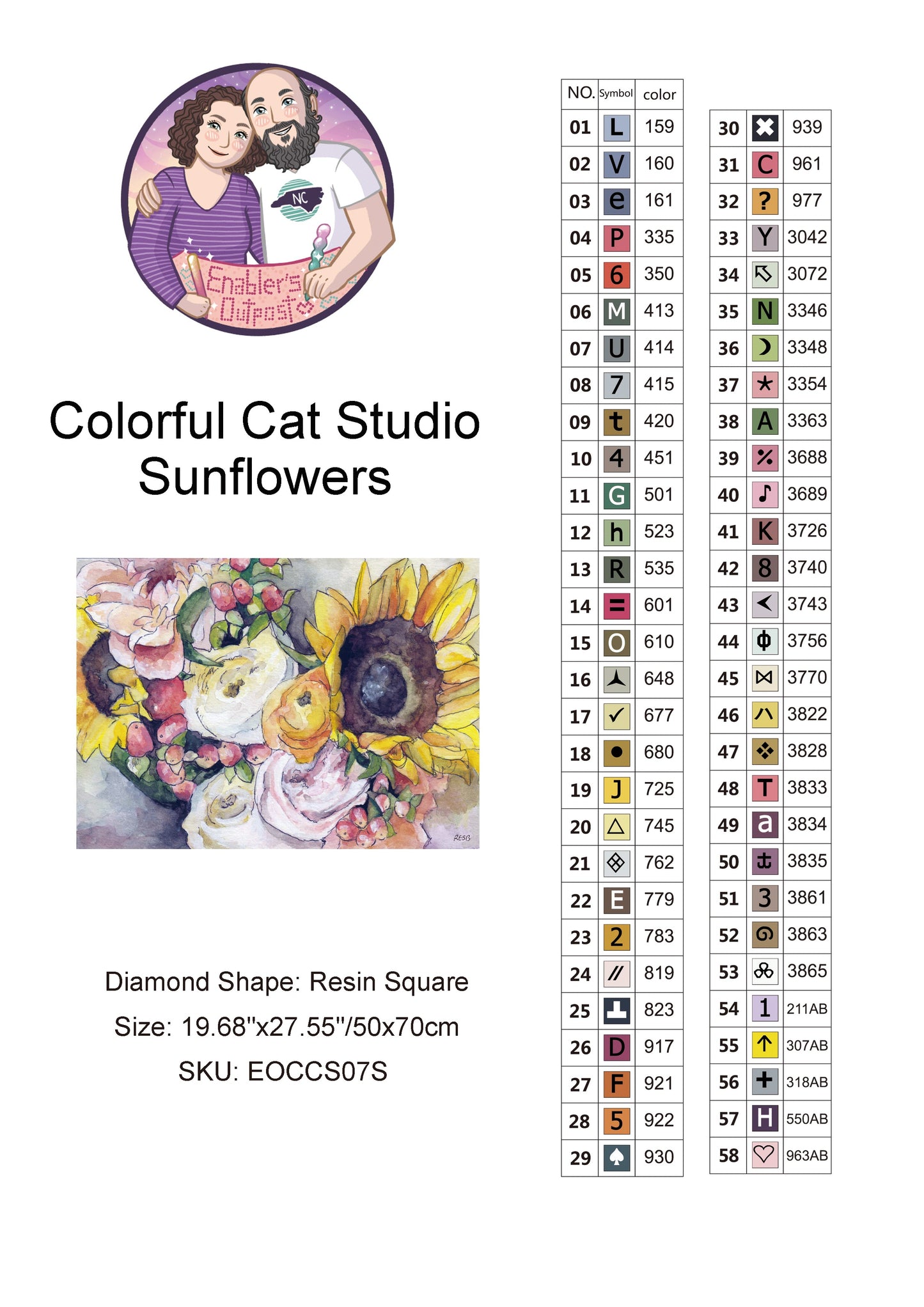 Sunflowers by Colorful Cat Studio (Resin Square)