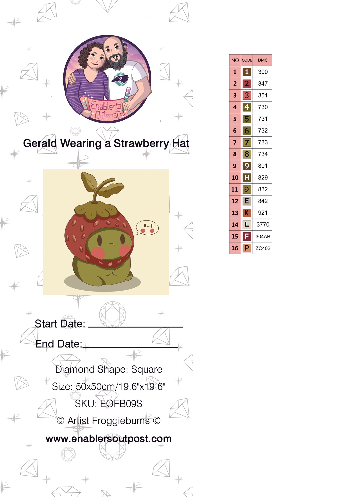 *NEW RELEASE* Gerald Wearing a Strawberry Hat by Froggiebums (Resin Square)