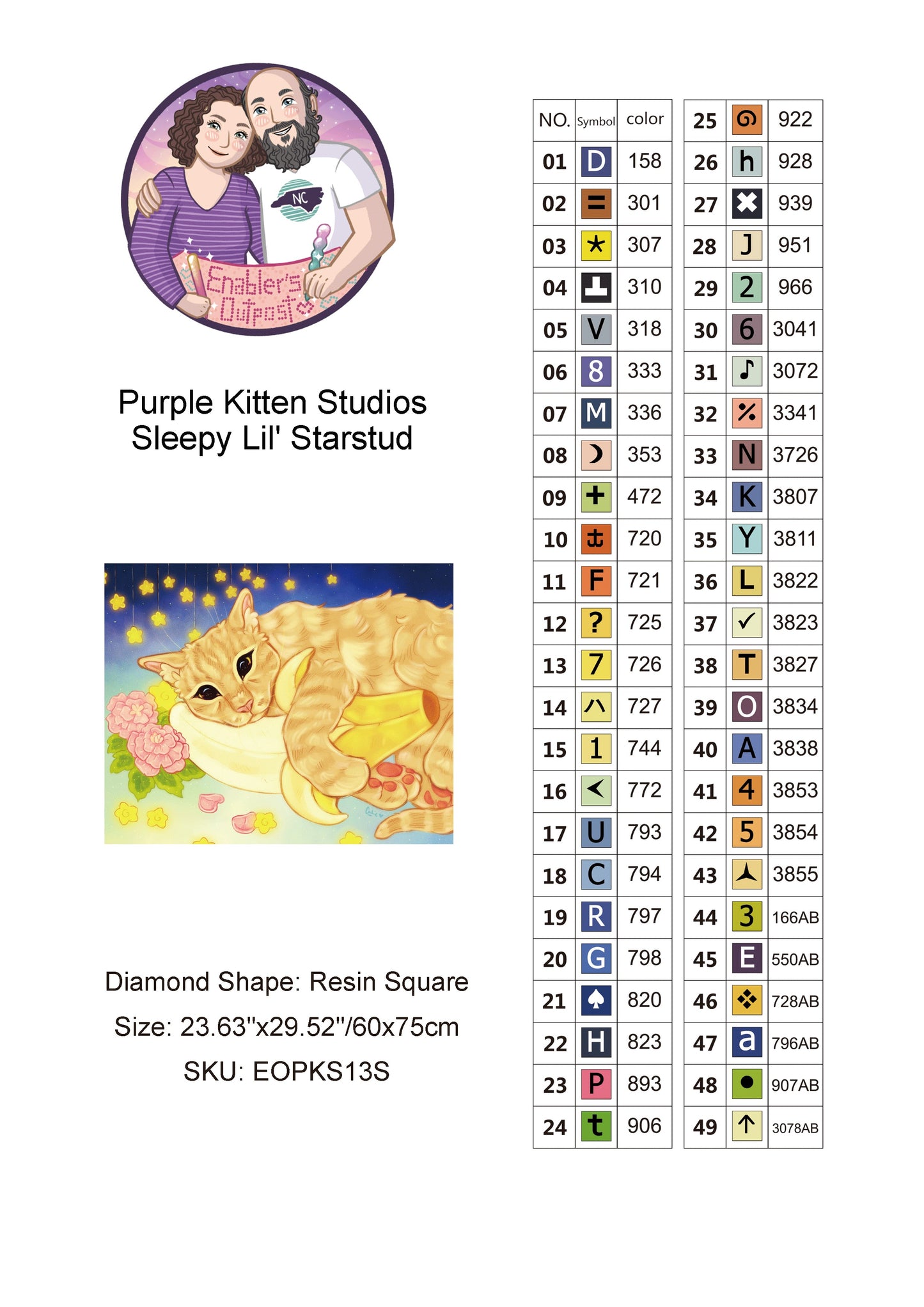 Sleepy Lil' Starstud by Purple Kitten Studios (Resin Square)