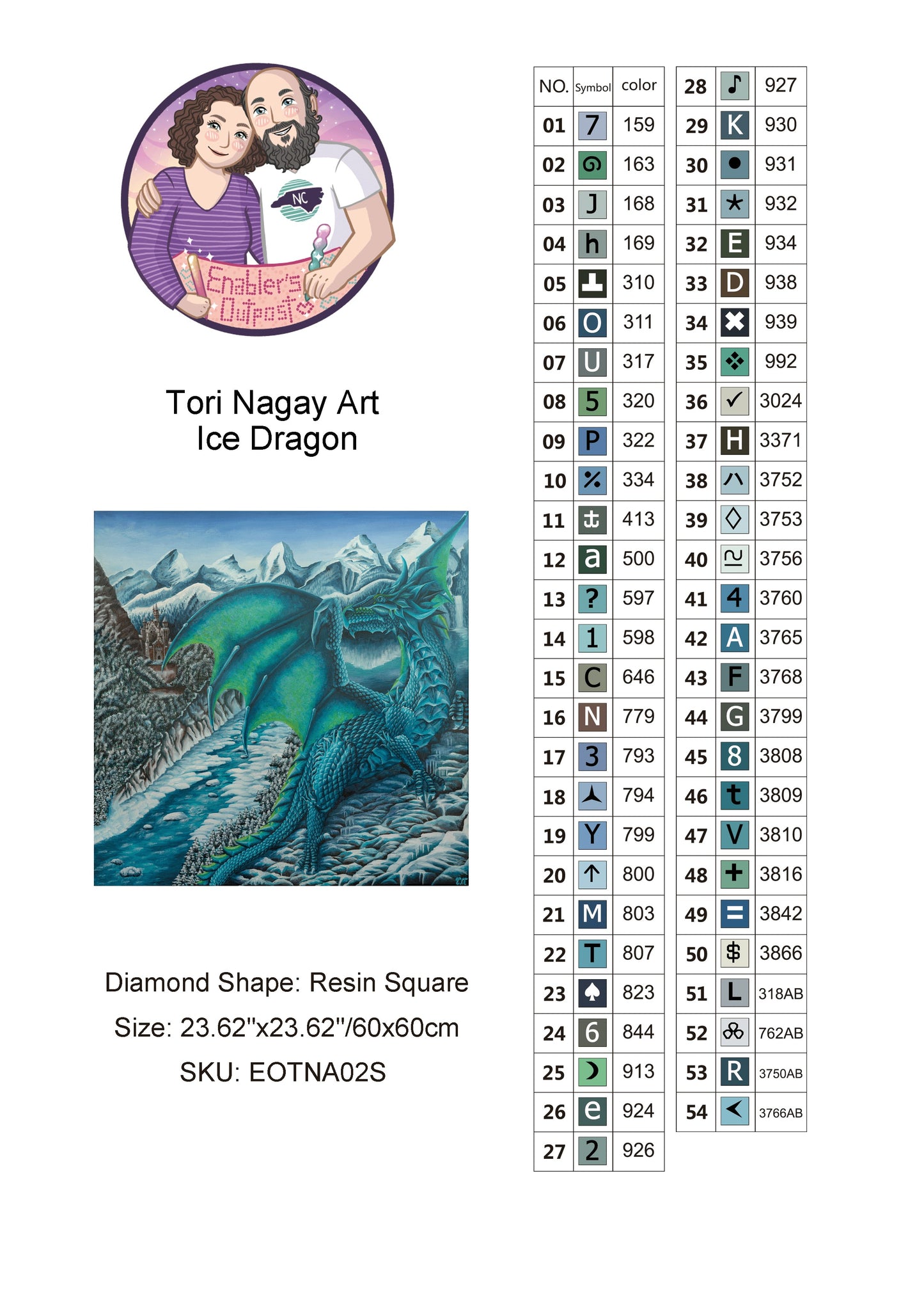 Ice Dragon by Tori Nagay Art (Resin Square)