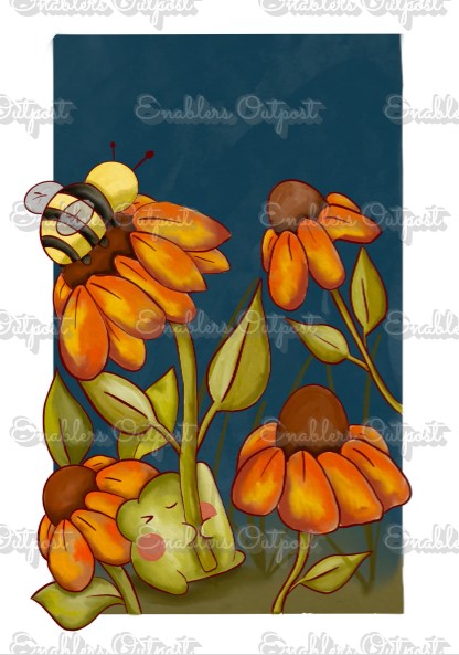 *NEW RELEASE* Gerald Holding a Flower with a Bee by Froggiebums (Square resin)