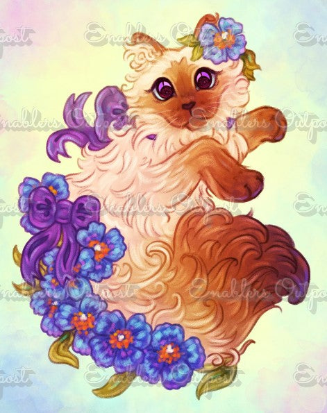 Himalayan and Peonies by Purple Kitten Studios (Acrylic Rounds)
