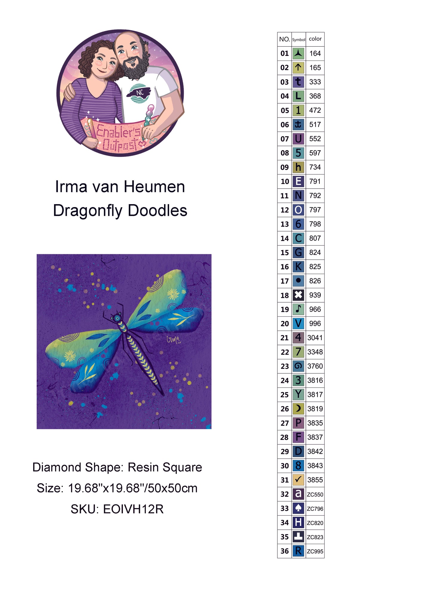 Dragonfly Doodles by Irma van Heumen (Acrylic Round)