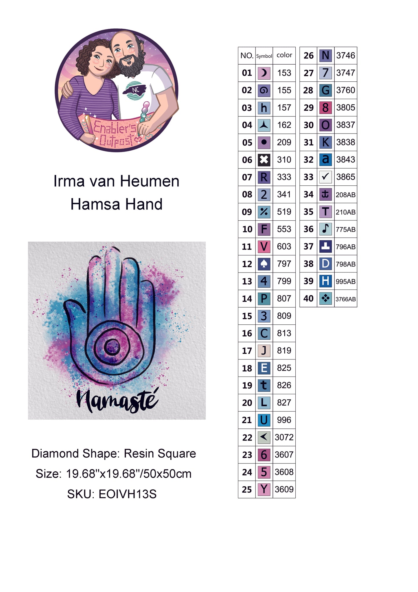 *NEW RELEASE* Hamsa Hand by Irma van Heumen (Resin Square)