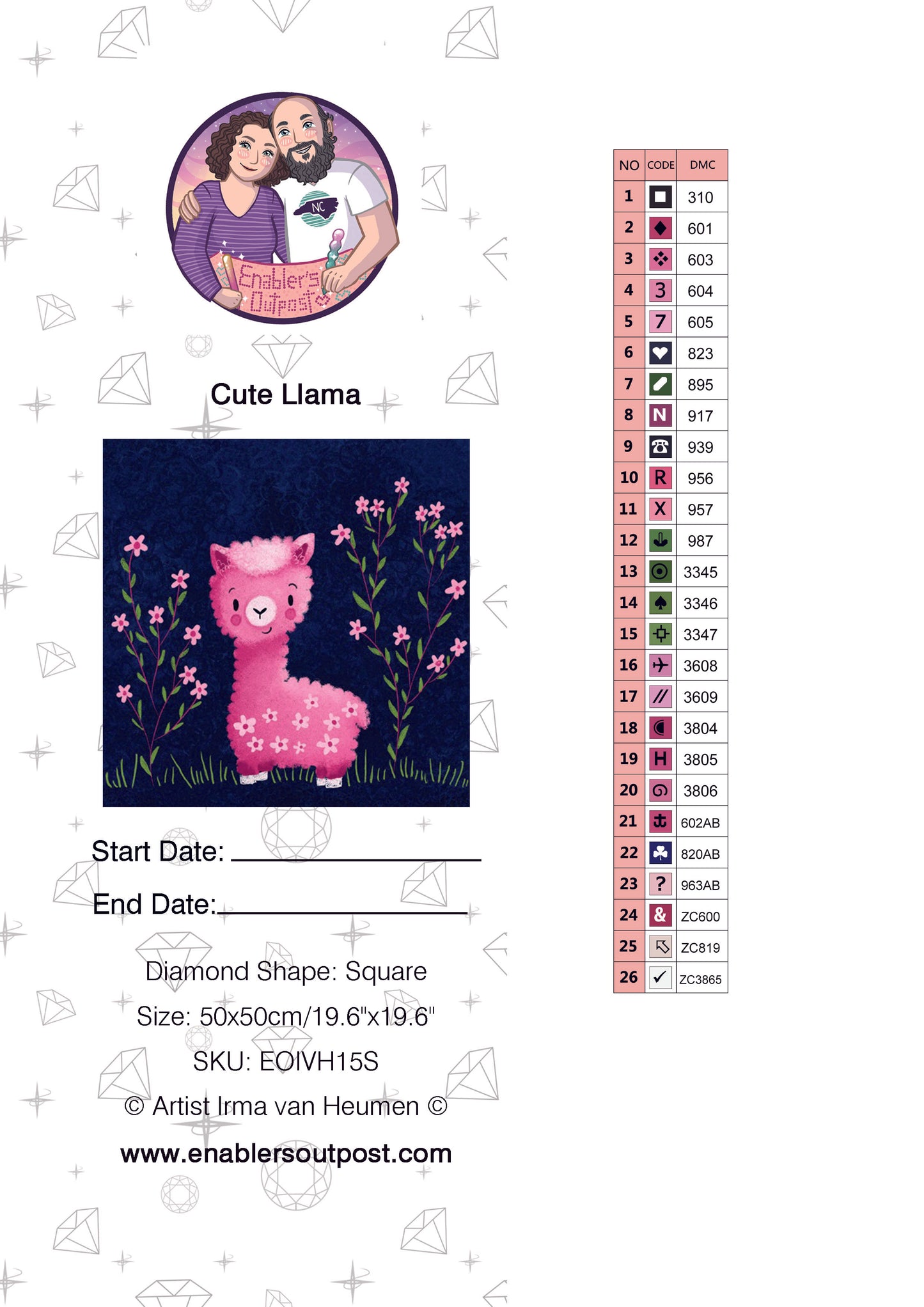 Cute Llama by Irma van Heumen (Resin Square)