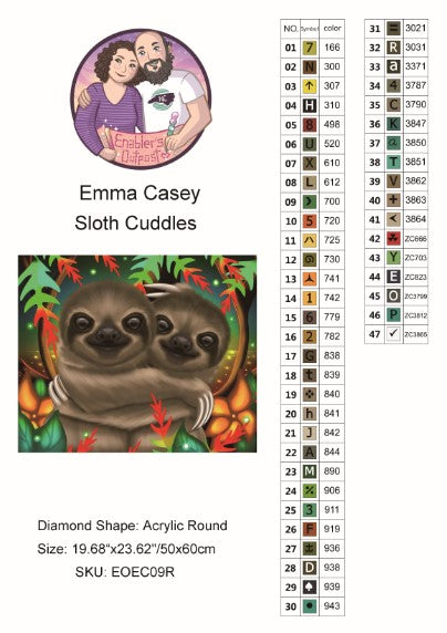 *NEW RELEASE* Sloth Cuddles by Emma Casey (Acrylic Rounds)