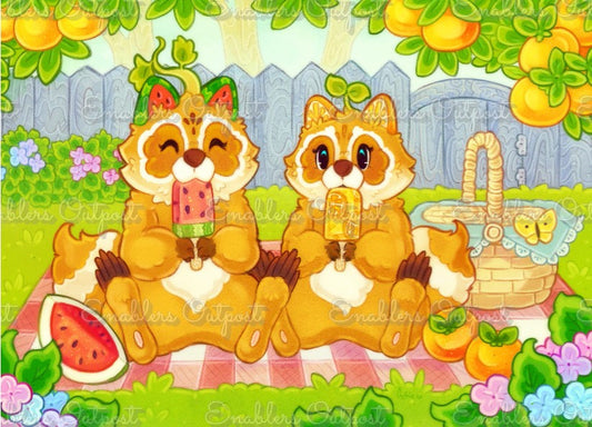 *NEW RELEASE* Fruity Raccoon Picnic by Purple Kitten Studios (Resin Square)