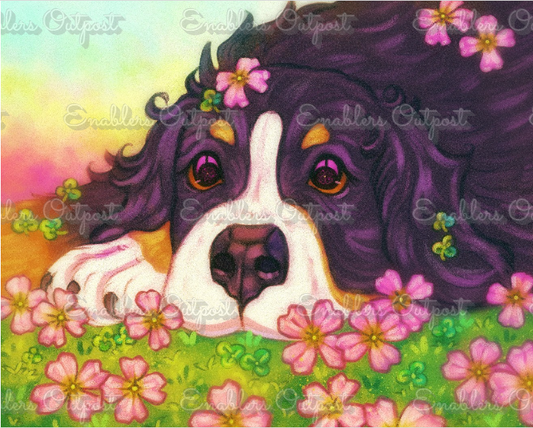 Big Sleepy Bernese by Purple Kitten Studios (Acrylic Rounds)